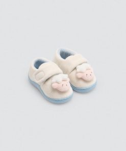 Zapatillas de bebé unisex con oveja en 3D y cierre de velcro para estar por casa