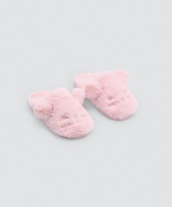 Zapatillas de ratón rosa para niña con orejas en 3D y borreguito por fuera, de Ysabel Mora