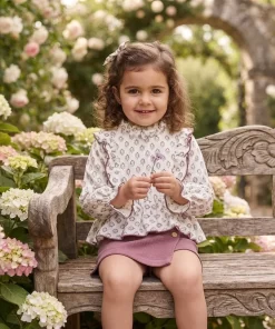 Conjunto falda pantalón niña berenjena modelo Meira