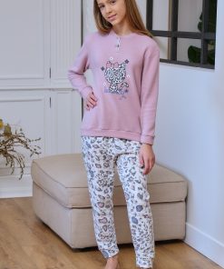 PIJAMA NIÑA PUNTO MILANO ESTAMPADO LEOPARDO  M.234600 Muslher