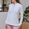 PIJAMA MUJER PUNTO MILANO ESTAMPADO FLORAL CAMISA  M. 266601 Muslher