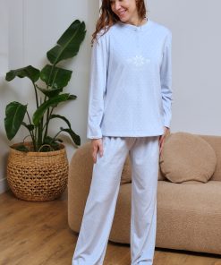 PIJAMA MUJER SPANDEX CLÁSICO CELESTE  M. 266607 MUSLHER