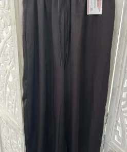 Pantalón bombacho satinado marrón de pierna amplia con cintura elástica