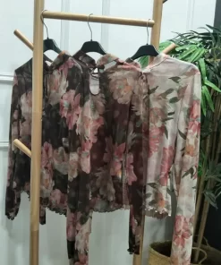 BLUSA DE TUL ESTAMPADA FLORAL EN TONOS CACAO, ROSAS Y BEIGES M.TUL-CACAO 7 840203983 1102027875546087 8281109402685316573 n
