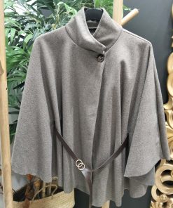 PONCHO GRIS DE ESPIGA CON CINTURÓN M.ESP-GRIS
