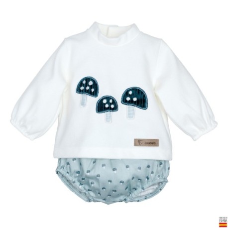 CONJUNTO POLOLO CALDAS VERDE M. 11382 CALAMARO 1 Conjunto pololo bebé verde Calamaro modelo Caldas para niño de 6 a 24 meses